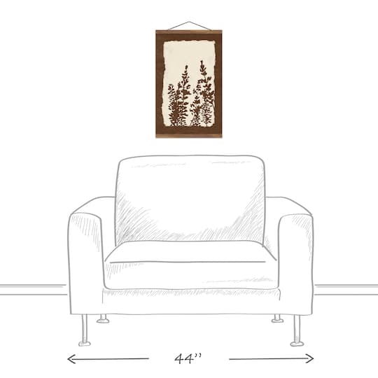 Brown Floral Silhouette 12" x 18" Teak Hanging Canvas